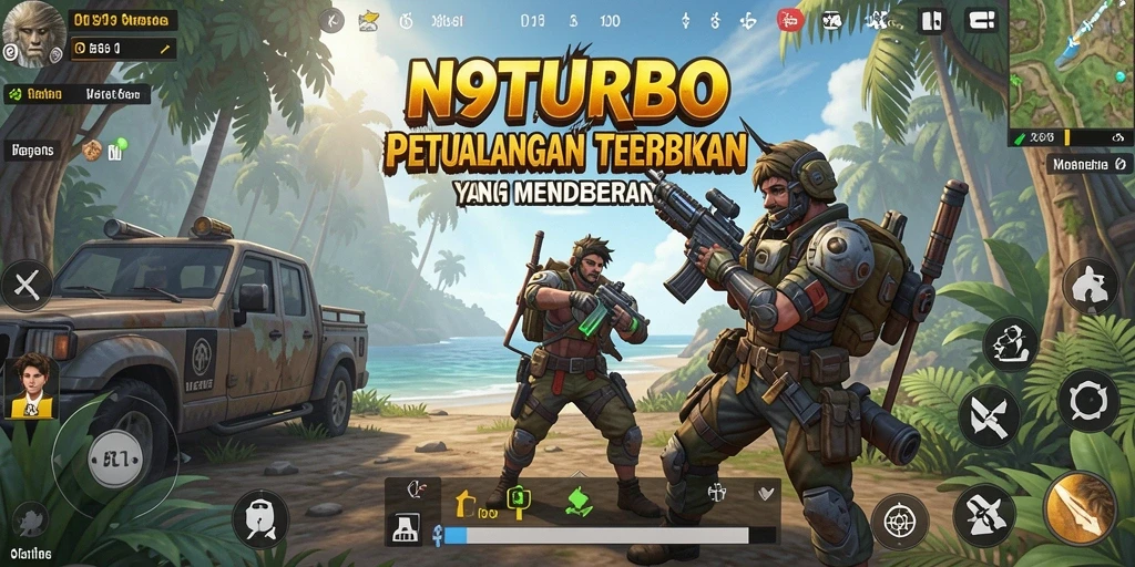 Screenshot menunjukkan gameplay N9TURBO yang luas dan menarik.