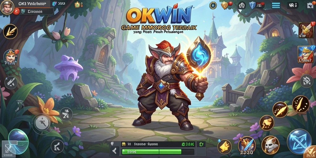 Tampilan gameplay OKWIN dengan grafik menawan dan pertarungan seru.