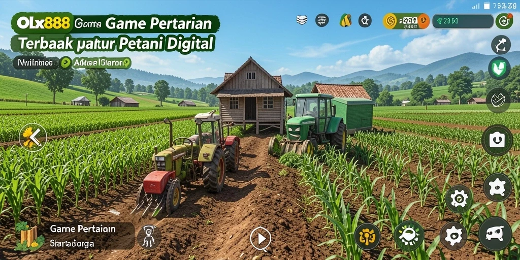 Tampilan gameplay OLX888 yang menunjukkan aktivitas bertani yang menarik.