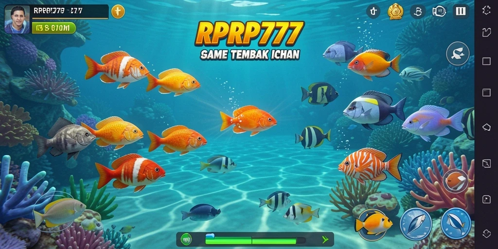 Tampilan seru gameplay RPRP777 dengan aksi tembak ikan.