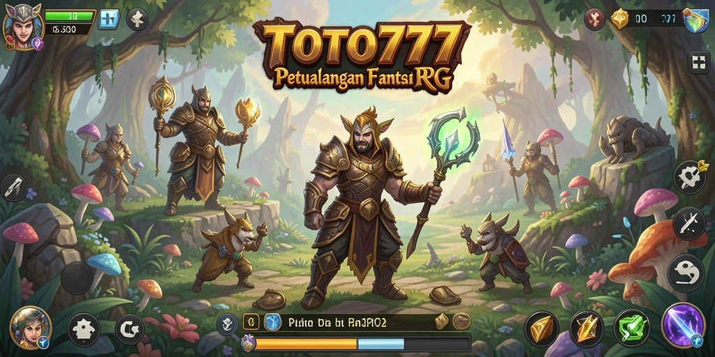 Screenshot TOTO777 menampilkan aksi pertempuran yang intens dan dunia fantastis.